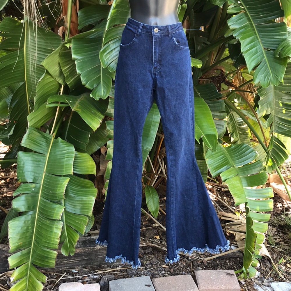 Saints and hearts dark wash wide flare jeans